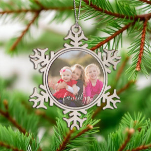 Foto Schneeflocken Zinn-Ornament