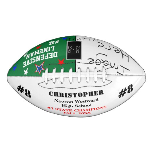 Foto School Champions Green White Name Football (Vorderseite)