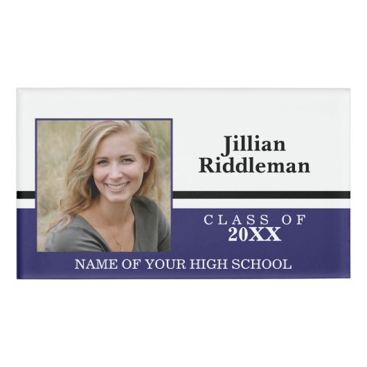 Foto School Wiedersehen - Schwarz und Weiß Namenschild (Vorderseite)