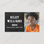 Foto Schüler Abschluss dunkelgraue Textur Visitenkarte (Vorderseite)