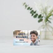 Foto Schüler Abschluss Netzwerk dunkelblau Visitenkarte (Stehend Vorderseite)