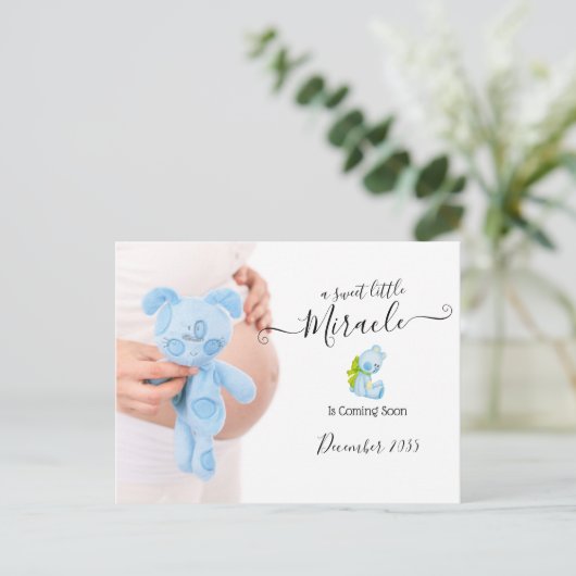 Foto Schwangerschaft Ankündigung | Sweet Miracle Postkarte (Stehend Vorderseite)
