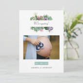 Foto Schwangerschaft Ankündigung von Aquarellfarbe (Stehend Vorderseite)