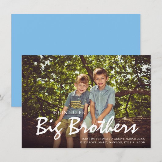 Foto Schwangerschaft Big Brother Blue Announccard Ankündigung (Vorne/Hinten)