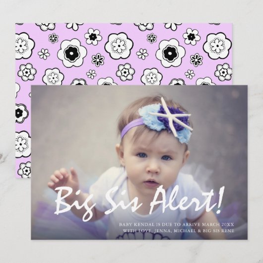 Foto Schwangerschaft Big Sister Announccard Ankündigung (Vorne/Hinten)