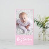 Foto Schwangerschaft Big Sister Pink Ankündigung (Stehend Vorderseite)