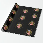 Foto Schwarz Gold Geburtstag Geschenkpapier (Ungerollt)