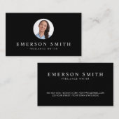 Foto schwarz, modern minimalistisch visitenkarte (Vorne/Hinten)