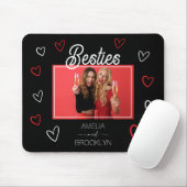Foto Schwarz-Rote Herzen Besties Mousepad (Mit Mouse)