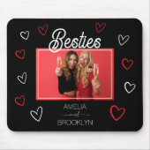 Foto Schwarz-Rote Herzen Besties Mousepad (Vorne)