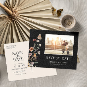 Foto Schwarz Save The Date Postkarte
