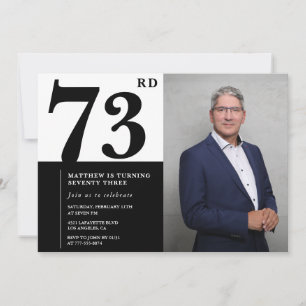Foto Schwarz und Weiß 73. Geburtstag Einladung