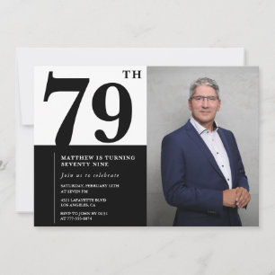Foto Schwarz und Weiß 79. Geburtstag Einladung