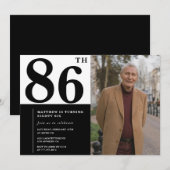 Foto Schwarz und Weiß 86. Geburtstag Einladung (Vorne/Hinten)