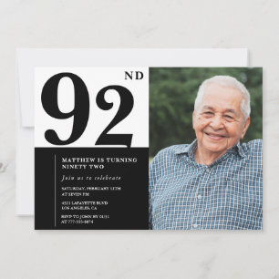 Foto Schwarz und Weiß 92. Geburtstag Einladung