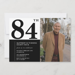Foto Schwarz-Weiß 84. Geburtstagseinladung Einladung
