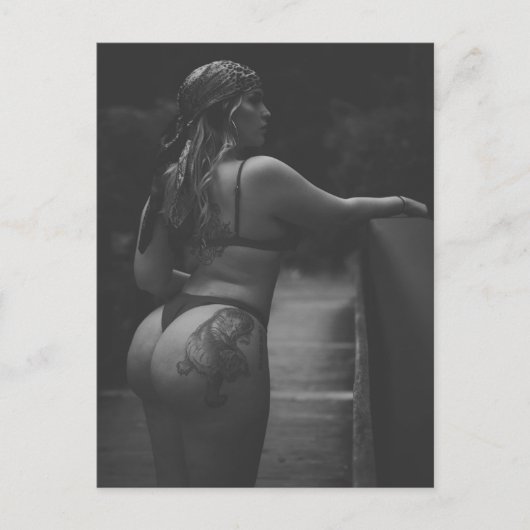 Foto Schwarz-Weiß-Bikini Postkarte (Vorderseite)