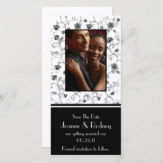 Foto Schwarz-Weiß-Blume Save the Date (Vorne/Hinten)