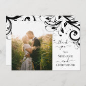 Foto Schwarz-Weiß-Festwirbel Vielen Dank Dankeskarte (Vorne/Hinten)