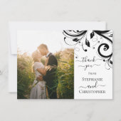 Foto Schwarz-Weiß-Festwirbel Vielen Dank Dankeskarte (Vorderseite)