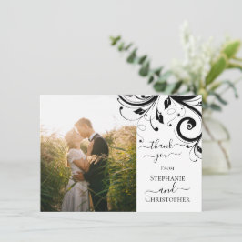 Foto Schwarz-Weiß-Festwirbel Vielen Dank Dankeskarte