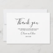 Foto Schwarz-Weiß Hochzeit danke Karte (Rückseite)