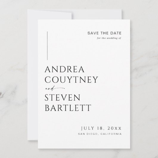 Foto Schwarz-Weiß-Hochzeit speichern Sie das Datum Einladung (Vorderseite)