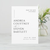 Foto Schwarz-Weiß-Hochzeit speichern Sie das Datum Einladung (Stehend Vorderseite)