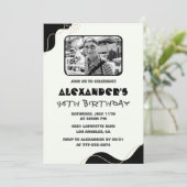 Foto Schwarz-weiß Men 96. Geburtstag Einladung (Stehend Vorderseite)