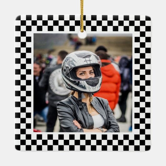 Foto Schwarz-Weiß-Schachbrett Keramikornament (Rückseite)