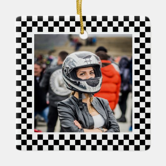 Foto Schwarz-Weiß-Schachbrett Keramikornament (Vorderseite)