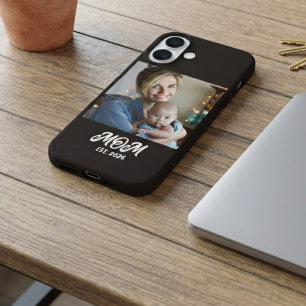 Foto Schwarz Weiß Schrift Mama Gegründet iPhone 16 Hülle