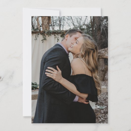 Foto Schwarz-Weiß-Skript minimalistische Hochzeit Einladung (Rückseite)