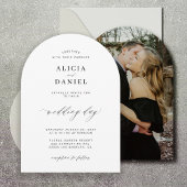 Foto Schwarz-Weiß-Skript minimalistische Hochzeit Einladung