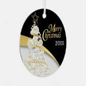 Foto - Schwarz, Weiß und Gold - Weihnachten | Anpa Ornament Aus Metall (Vorderseite Rechts)