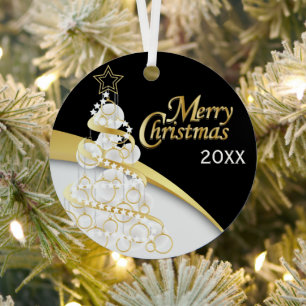 Foto - Schwarz, Weiß und Gold - Weihnachten Anpa Ornament Aus Metall