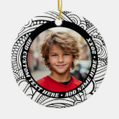 Foto - Schwarz-weiße Abstrakte Grenze - Retro-Text Keramik Ornament (Vorne)