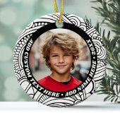 Foto - Schwarz-weiße Abstrakte Grenze - Retro-Text Keramik Ornament