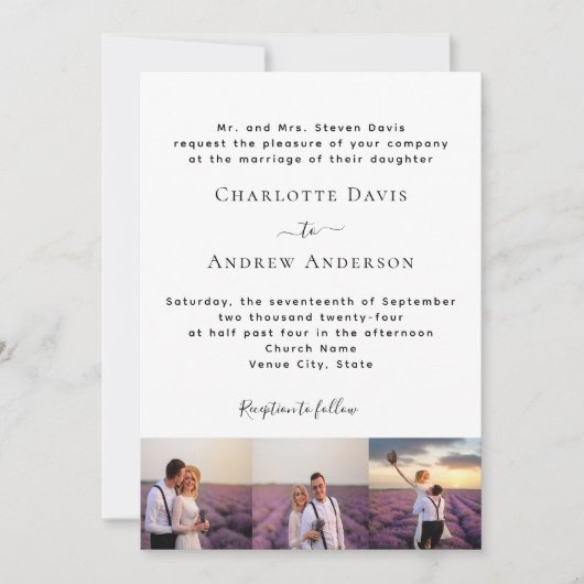 Foto Schwarz-weiße formale QR-Code UAWG Hochzeit Einladung (Vorderseite)