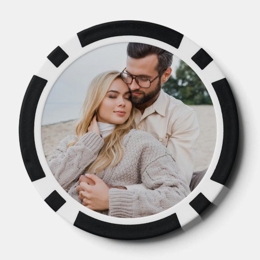 Foto Schwarz-weiße Gastgeschenk Hochzeit Pokerchips (Rückseite)