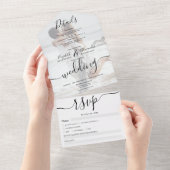 Foto Schwarz-weiße Hochzeit All In One Einladung (Abreißen)