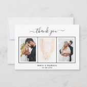 Foto Schwarz-weiße Skripthochzeit Dankeskarte (Vorderseite)