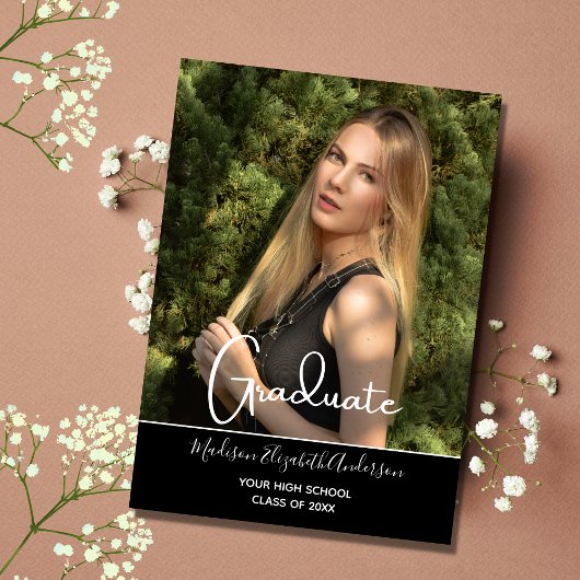 Foto Schwarz-weißer formaler Abschluss an der High Einladung