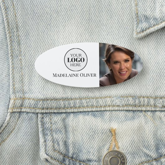 Foto Schwarz-weißes Logo Einfach Oval Namensschild