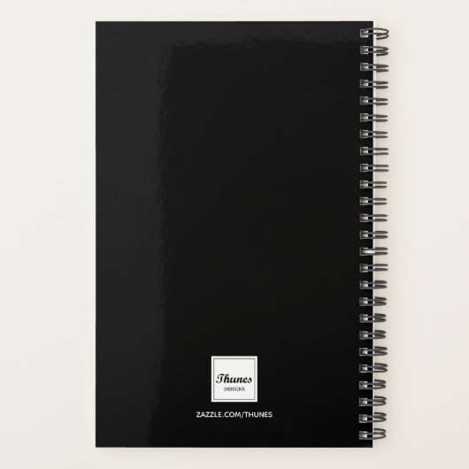 Foto Schwarz-weißes Skript Monogramm 2026 Planer (Rückseite)