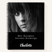 Foto Schwarz-weißes Zitat Notizblock (Vorderseite)