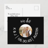 Foto Schwarz Wir Hochzeit speichern das Datum Postkarte (Vorne/Hinten)