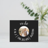 Foto Schwarz Wir Hochzeit speichern das Datum Postkarte (Stehend Vorderseite)