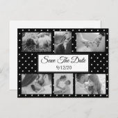Foto "Schwarze und weiße Punkte" Save the Date Pos Ankündigungspostkarte (Vorne/Hinten)