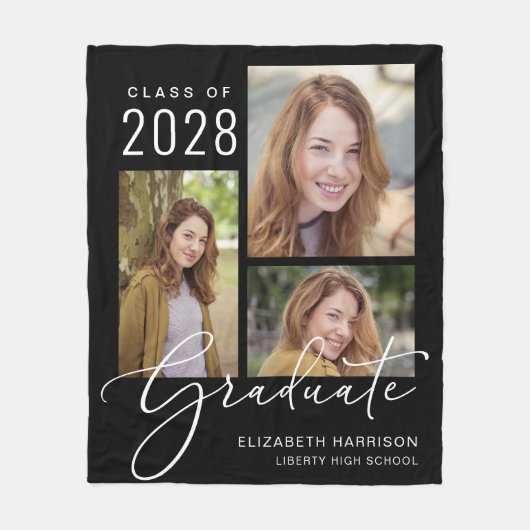 Foto Script Black Abschluss Fleecedecke (Vorderseite)